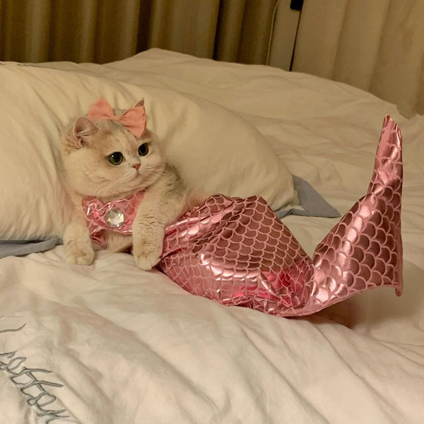 Pet Mermaid Tail Costume - Pink - Blue - Perfect for Cats and Dogs - Fun for Photoshoots