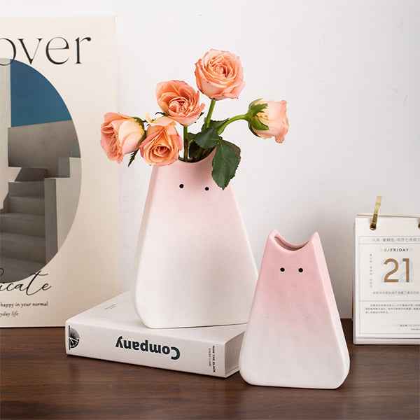 Cute Cat Ceramic Vase