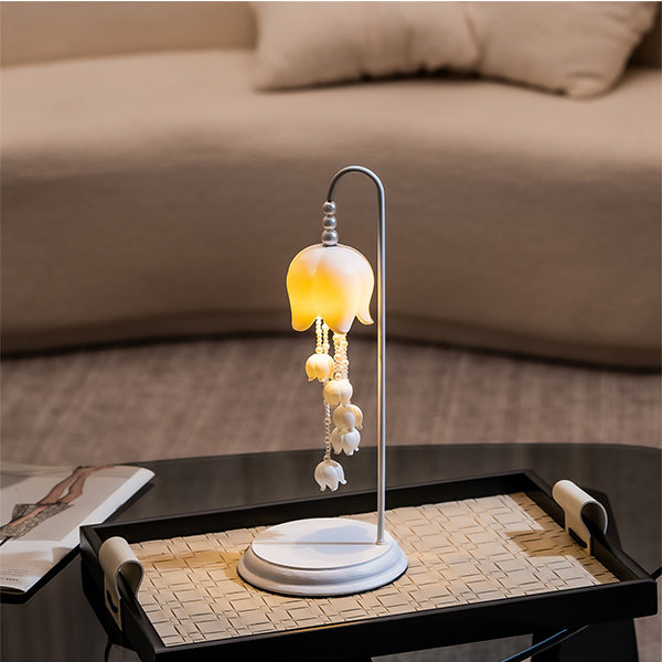 Lily of the Valley Wind Chime Lamp - Rechargeable Touch Light - 3-Level Dimming - Soft Night Glow