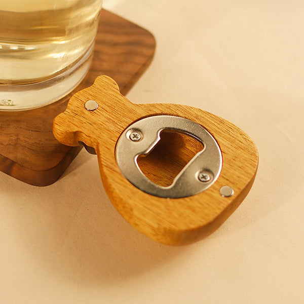 Wooden Lucky Bag Bottle Opener - Fridge Magnet - Cute Home Decor - Multi-Purpose - Unique Gift Idea