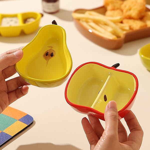 Fruit-Shaped Serving Dishes - Ceramic Banana, Apple, and Pear Designs - Perfect for Snacks and Dips