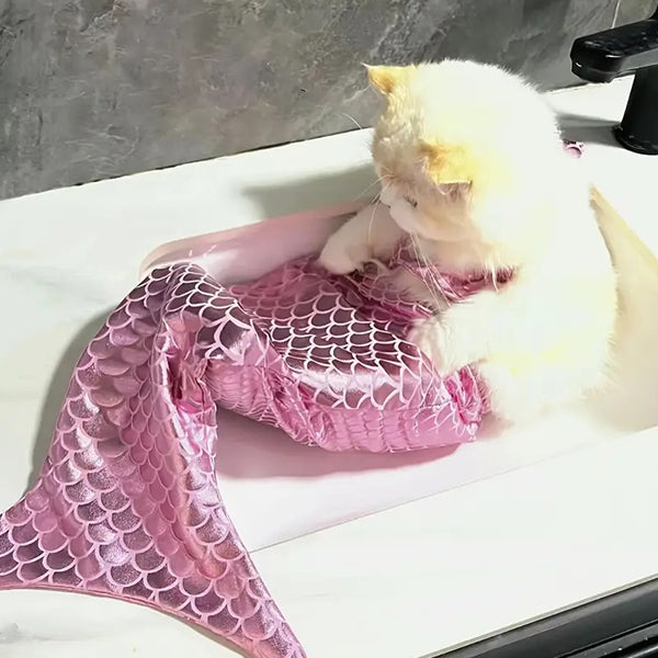 Pet Mermaid Tail Costume - Pink - Blue - Perfect for Cats and Dogs - Fun for Photoshoots