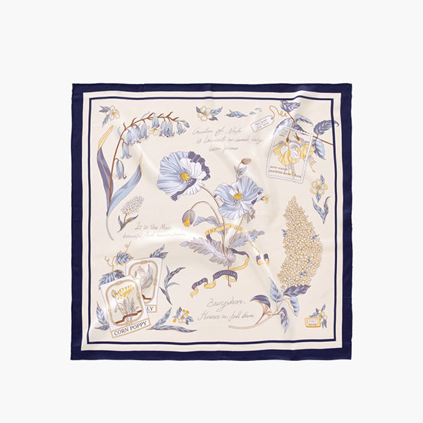 French Garden Silk Scarf - 100% Mulberry Silk - 15 Floral Designs - Elegant Gift for Mom