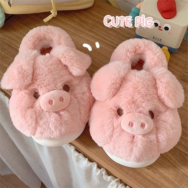Pink Piggy Slippers - Warm & Cozy - Closed-Heel Design - Three Sizes Available - Perfect for Women