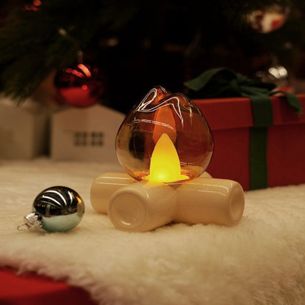 Mini Campfire Night Light - Rechargeable - Warm LED Glow - Cozy Decorative Lamp - Cream White - Cute Healing Decor