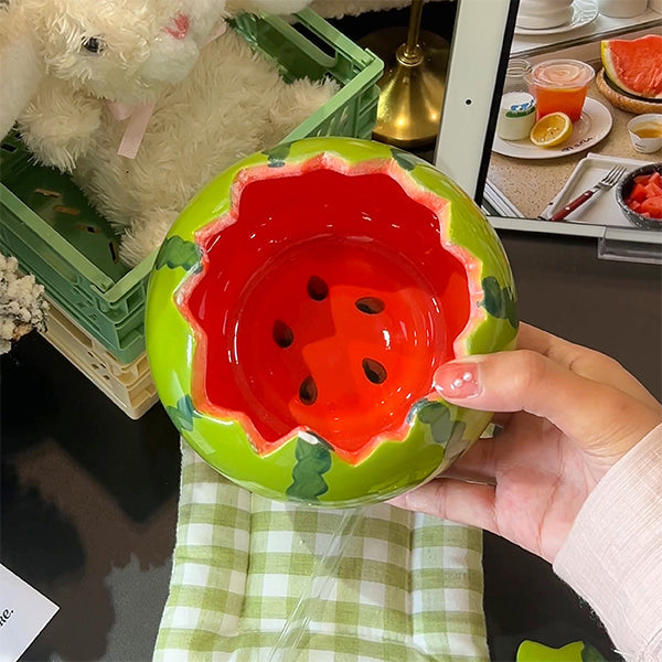 Ceramic Watermelon Bowl - With Lid - Creative and Cute - Perfect for Snacks and Dishes