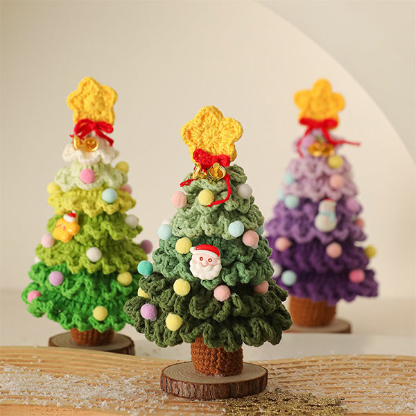 Star Christmas Tree - Yarn Crochet - Handmade Decoration - Purple - Green