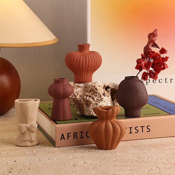 Matte Ceramic Mini Vase - Fridge Magnet - Home & Office Decor - Tiny Decorative Flower Holder