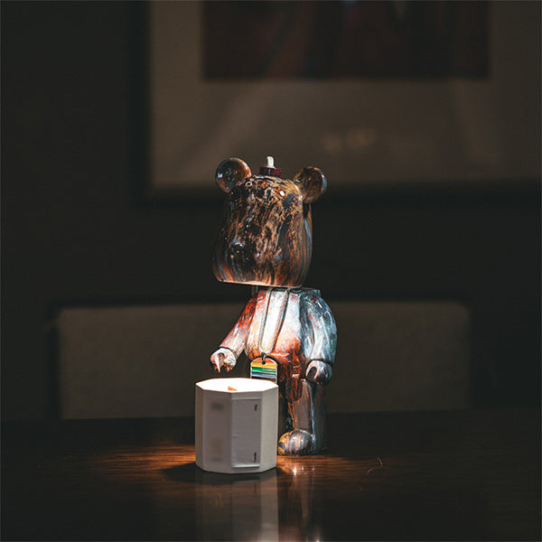 Bearbrick-Inspired Melted Wax Lamp - Resin Art with Adjustable Timer Light Switch