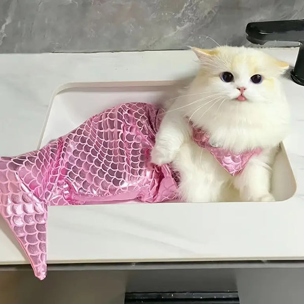 Pet Mermaid Tail Costume - Pink - Blue - Perfect for Cats and Dogs - Fun for Photoshoots