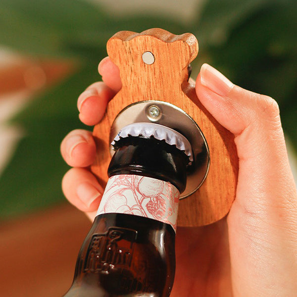 Wooden Lucky Bag Bottle Opener - Fridge Magnet - Cute Home Decor - Multi-Purpose - Unique Gift Idea