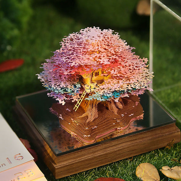 3D Treehouse Note Paper Sculpture - Hand-Torn Paper - Decorative Study and Office Piece - Perfect Gift