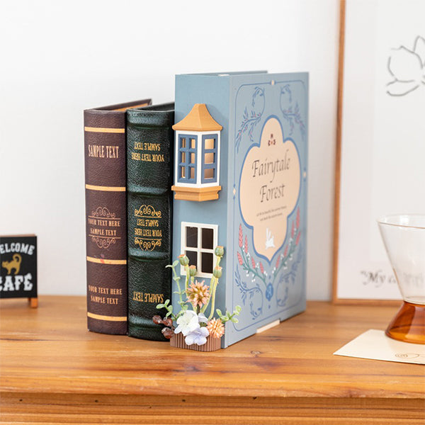 Wooden Bookend with LED Light - Hollow Window & Door Design - Rechargeable - Warm & White Light - Unique Home Decor
