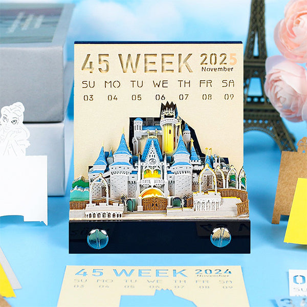3D Castle Note Paper Sculpture - Hand-Torn Paper Art - Fireworks - Unique Decorative Piece