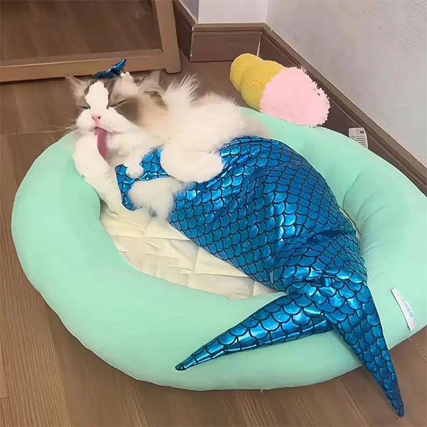 Pet Mermaid Tail Costume - Pink - Blue - Perfect for Cats and Dogs - Fun for Photoshoots