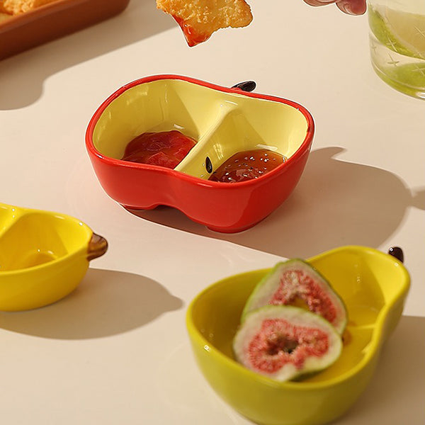 Fruit-Shaped Serving Dishes - Ceramic Banana, Apple, and Pear Designs - Perfect for Snacks and Dips