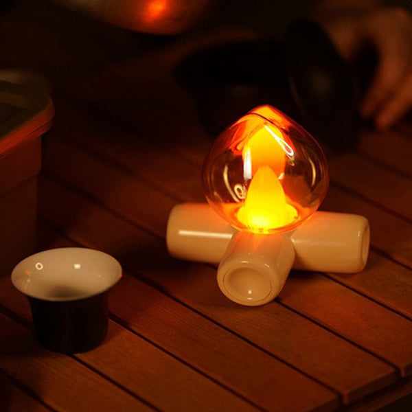 Mini Campfire Night Light - Rechargeable - Warm LED Glow - Cozy Decorative Lamp - Cream White - Cute Healing Decor