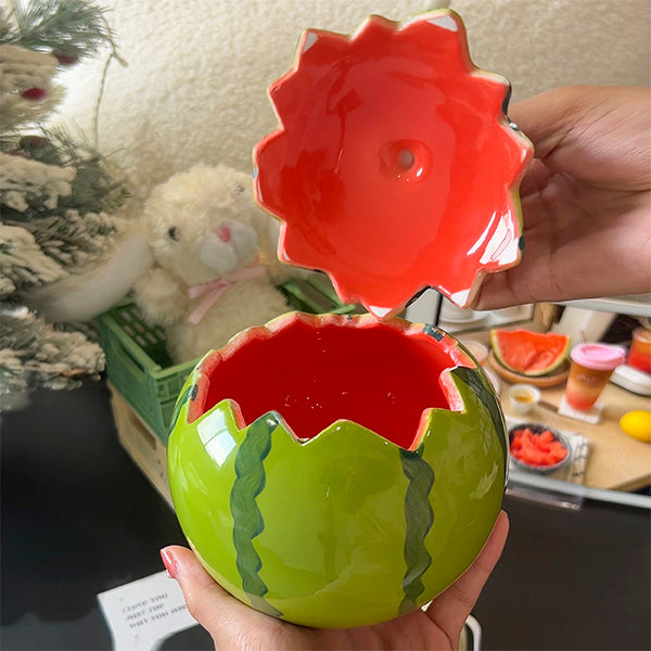 Ceramic Watermelon Bowl - With Lid - Creative and Cute - Perfect for Snacks and Dishes