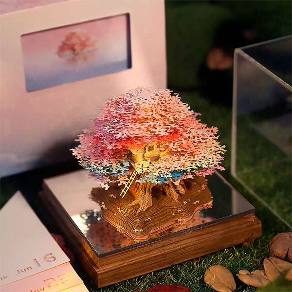 3D Treehouse Note Paper Sculpture - Hand-Torn Paper - Decorative Study and Office Piece - Perfect Gift