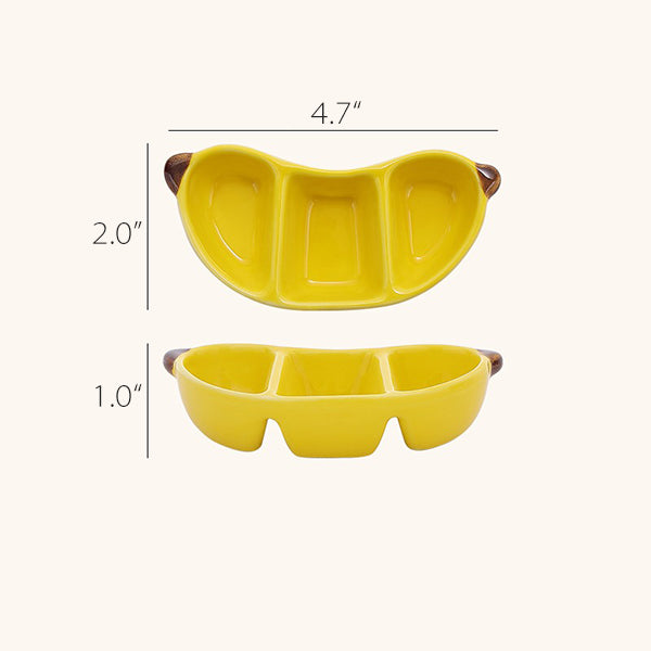 Fruit-Shaped Serving Dishes - Ceramic Banana, Apple, and Pear Designs - Perfect for Snacks and Dips