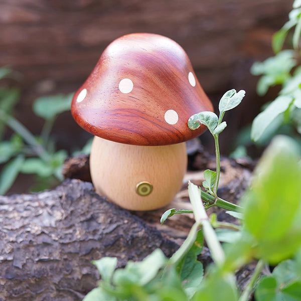 Handcrafted Wooden Mushroom Night Light - Touch Sensor Switch - Eco-Friendly Design - Soft, Warm Lighting