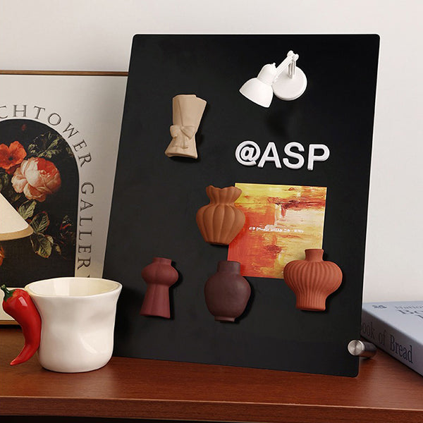 Matte Ceramic Mini Vase - Fridge Magnet - Home & Office Decor - Tiny Decorative Flower Holder