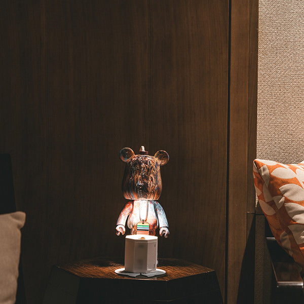 Bearbrick-Inspired Melted Wax Lamp - Resin Art with Adjustable Timer Light Switch