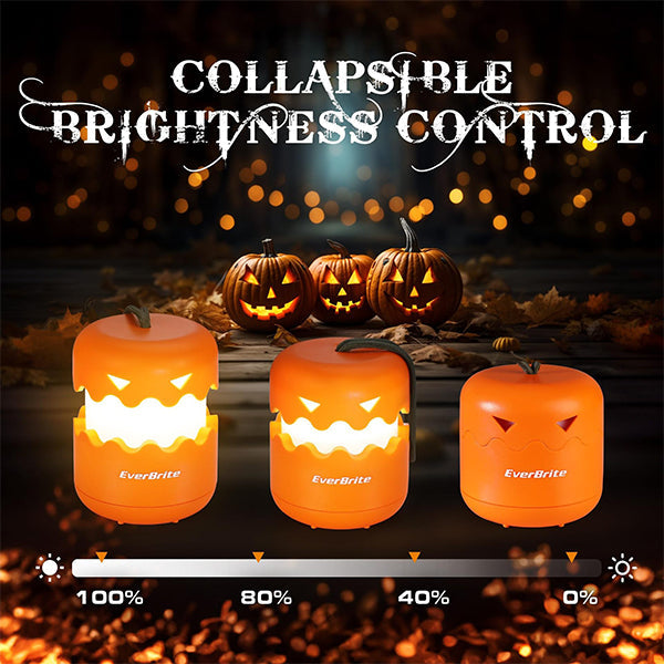 Halloween Pumpkin Lantern - Foldable Design with Hanging Cord - ABS Plastic