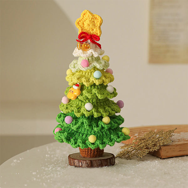 Star Christmas Tree - Yarn Crochet - Handmade Decoration - Purple - Green
