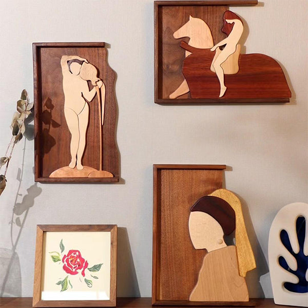 Wooden Art Decor - Handcrafted Solid Wood - Vintage Style - Iconic Masterpieces - Home & Office Display