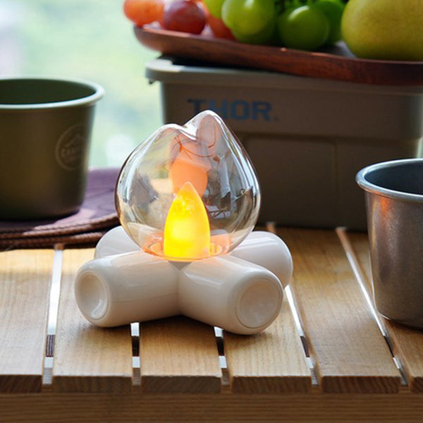 Mini Campfire Night Light - Rechargeable - Warm LED Glow - Cozy Decorative Lamp - Cream White - Cute Healing Decor