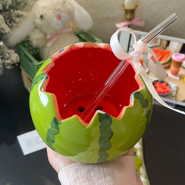 Ceramic Watermelon Bowl - With Lid - Creative and Cute - Perfect for Snacks and Dishes