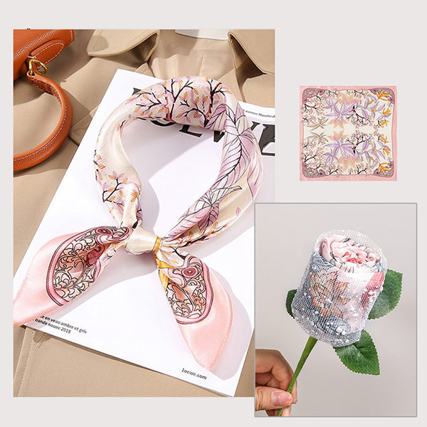 Silk Bouquet Gift Scarf - 100% Mulberry Silk - Elegant and Luxurious - Mother's Day Special