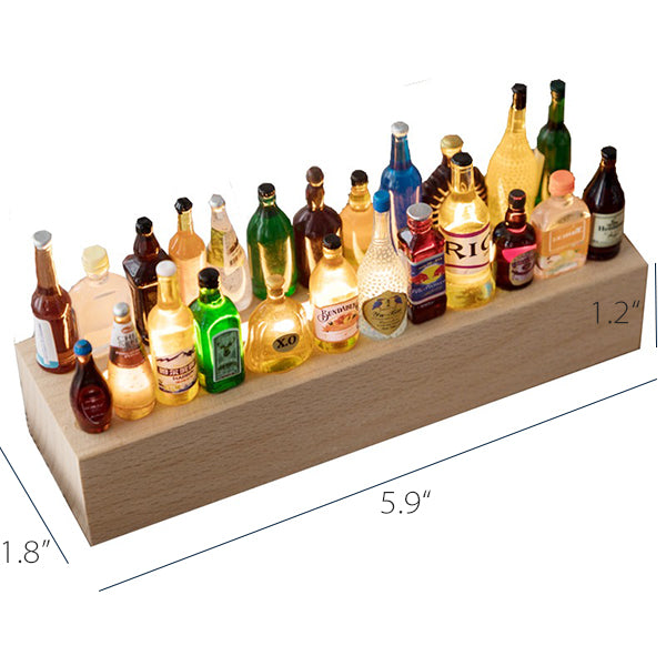DIY Mini Liquor Bottle Night Light - Wooden Base - Rechargeable - Warm & White Light - Unique Home Decor