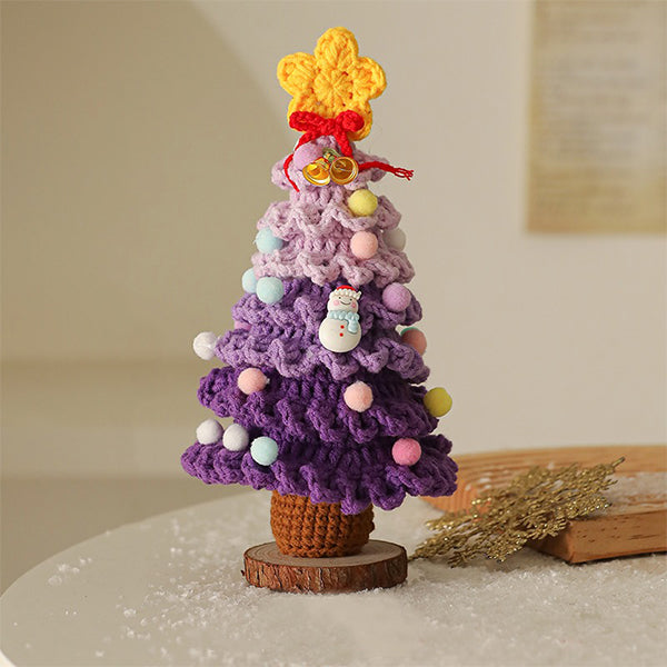 Star Christmas Tree - Yarn Crochet - Handmade Decoration - Purple - Green