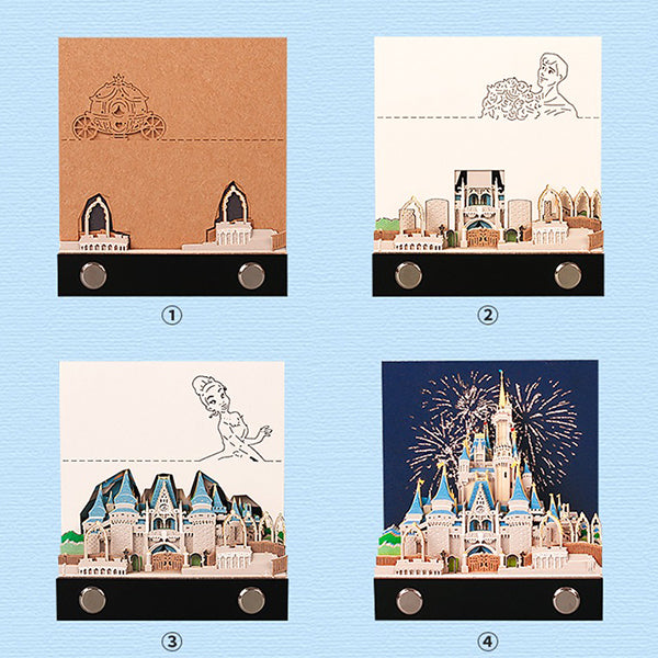 3D Castle Note Paper Sculpture - Hand-Torn Paper Art - Fireworks - Unique Decorative Piece