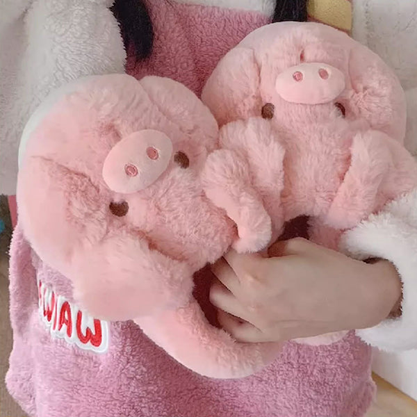 Pink Piggy Slippers - Warm & Cozy - Closed-Heel Design - Three Sizes Available - Perfect for Women