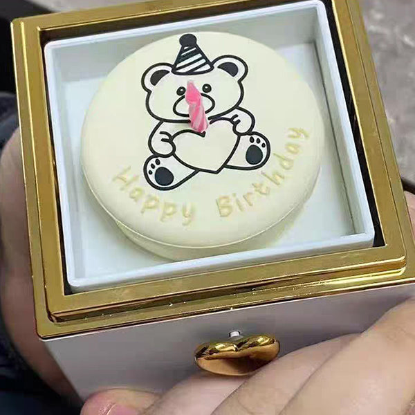 Surprise Ring Box Candle - Rotating Reveal - Birthday Bear Design - Proposal Gift - White - Pink - Red