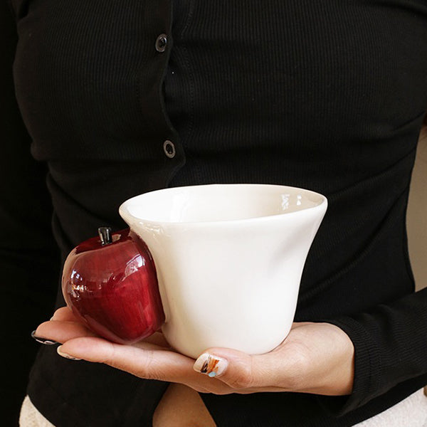 Handcrafted Fruit Handle Mugs - Ceramic Material - Apple and Banana Designs - Christmas Gift Idea