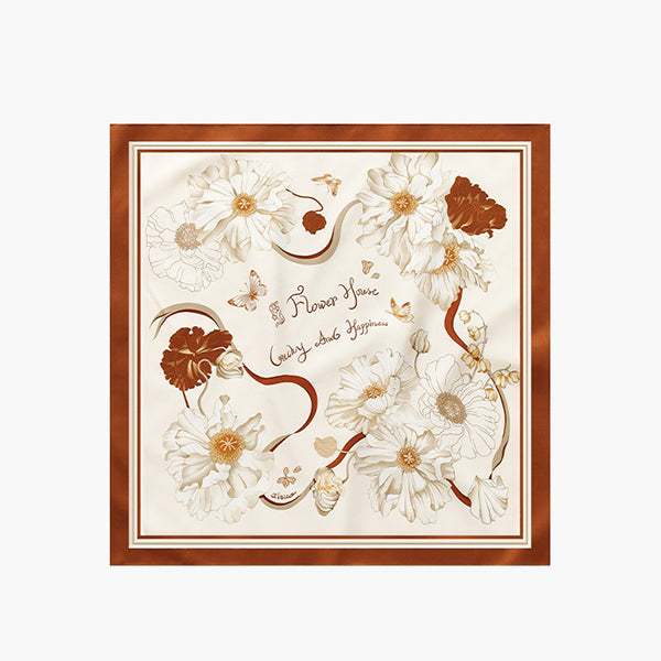 French Garden Silk Scarf - 100% Mulberry Silk - 15 Floral Designs - Elegant Gift for Mom