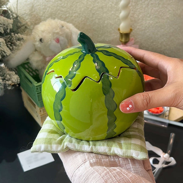 Ceramic Watermelon Bowl - With Lid - Creative and Cute - Perfect for Snacks and Dishes