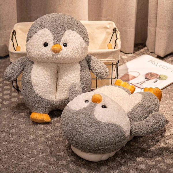 Penguin Plush Slippers - Cozy Winter Warmth - Pink - Black - Gray - Blue