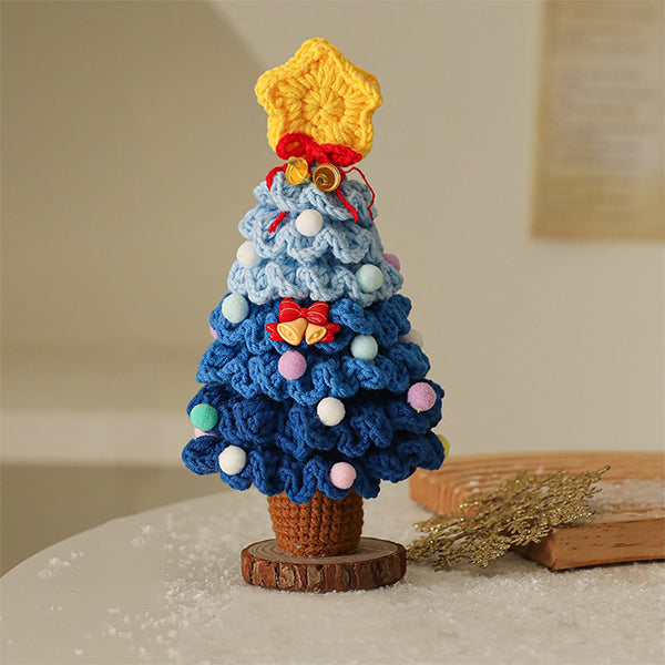 Star Christmas Tree - Yarn Crochet - Handmade Decoration - Purple - Green