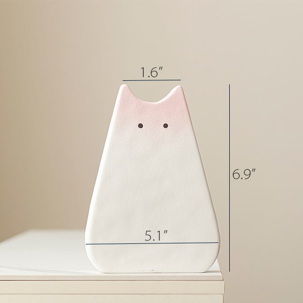 Cute Cat Ceramic Vase - Black White & Pink - Two Sizes - Hydroponic & Fresh Flowers - Decorative Home Accent
