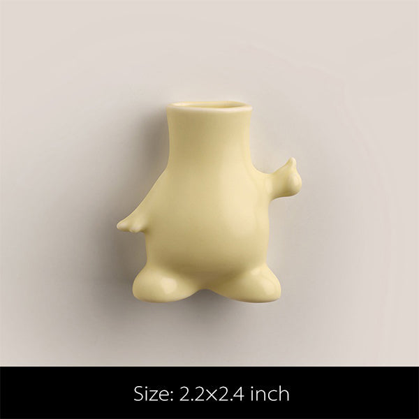 Cartoon Ceramic Mini Vase - Fridge Magnet - Cute Tiny Flower Holder - Decorative Ornament