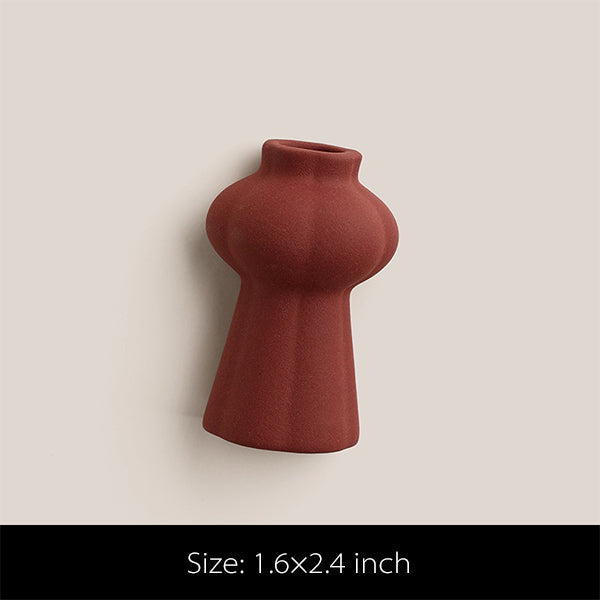 Matte Ceramic Mini Vase - Fridge Magnet - Home & Office Decor - Tiny Decorative Flower Holder