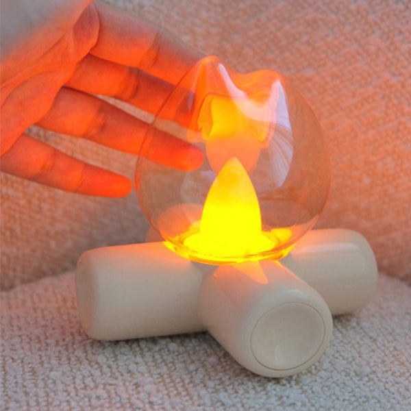Mini Campfire Night Light - Rechargeable - Warm LED Glow - Cozy Decorative Lamp - Cream White - Cute Healing Decor