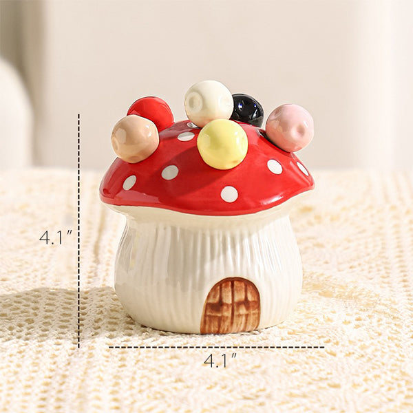 Mushroom Fruit Fork Set - Ceramic - Fun Tabletop Decor - Red - Orange - Yellow